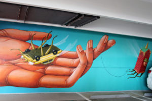 Detroit Z Garage Art - Car Bug Hand Flying Phone Booth