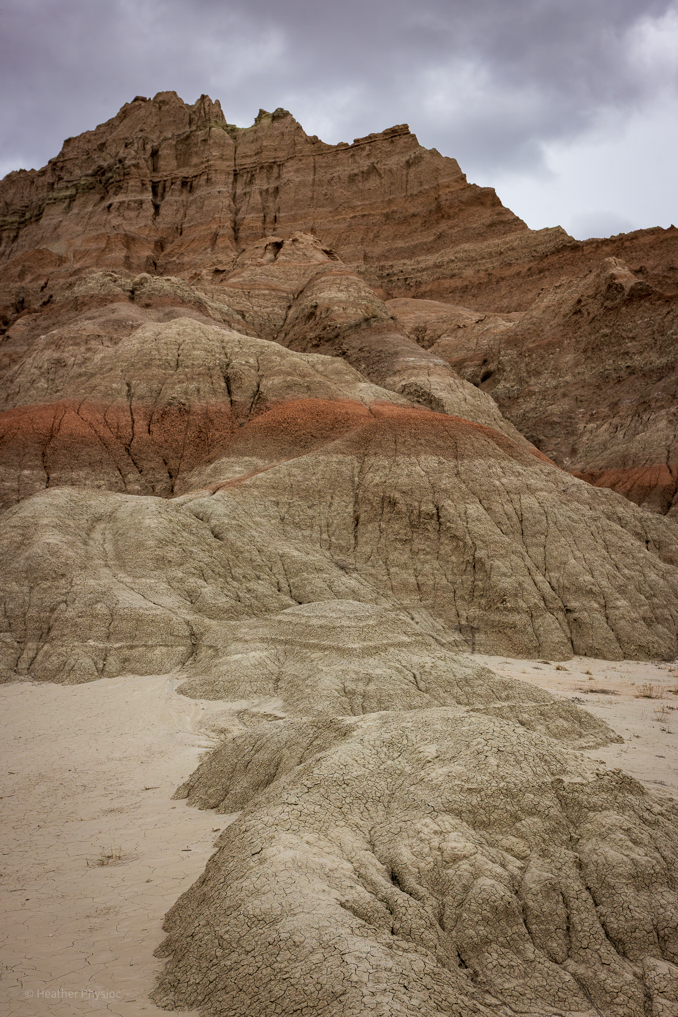 Wide Angle Sedimentary Striped Slopes at Badlands National Park in South Dakota