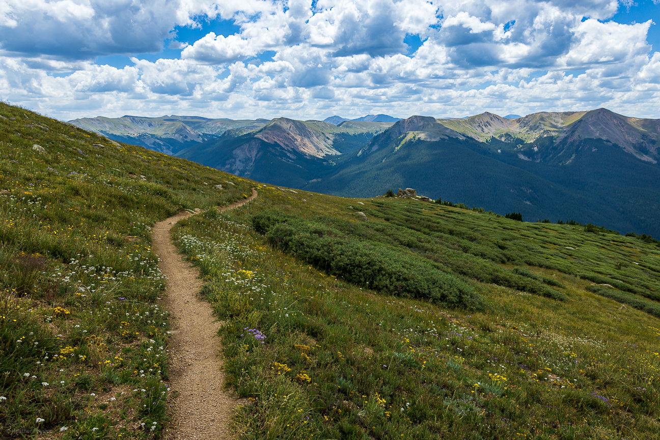 Narrow Lenawee Hiking Trail at Peru Creek, Colorado Narrow Lenawee Hiking Trail at Peru Creek, Colorado