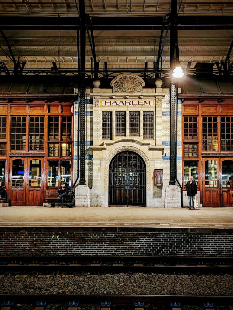 Haarlem train station at night