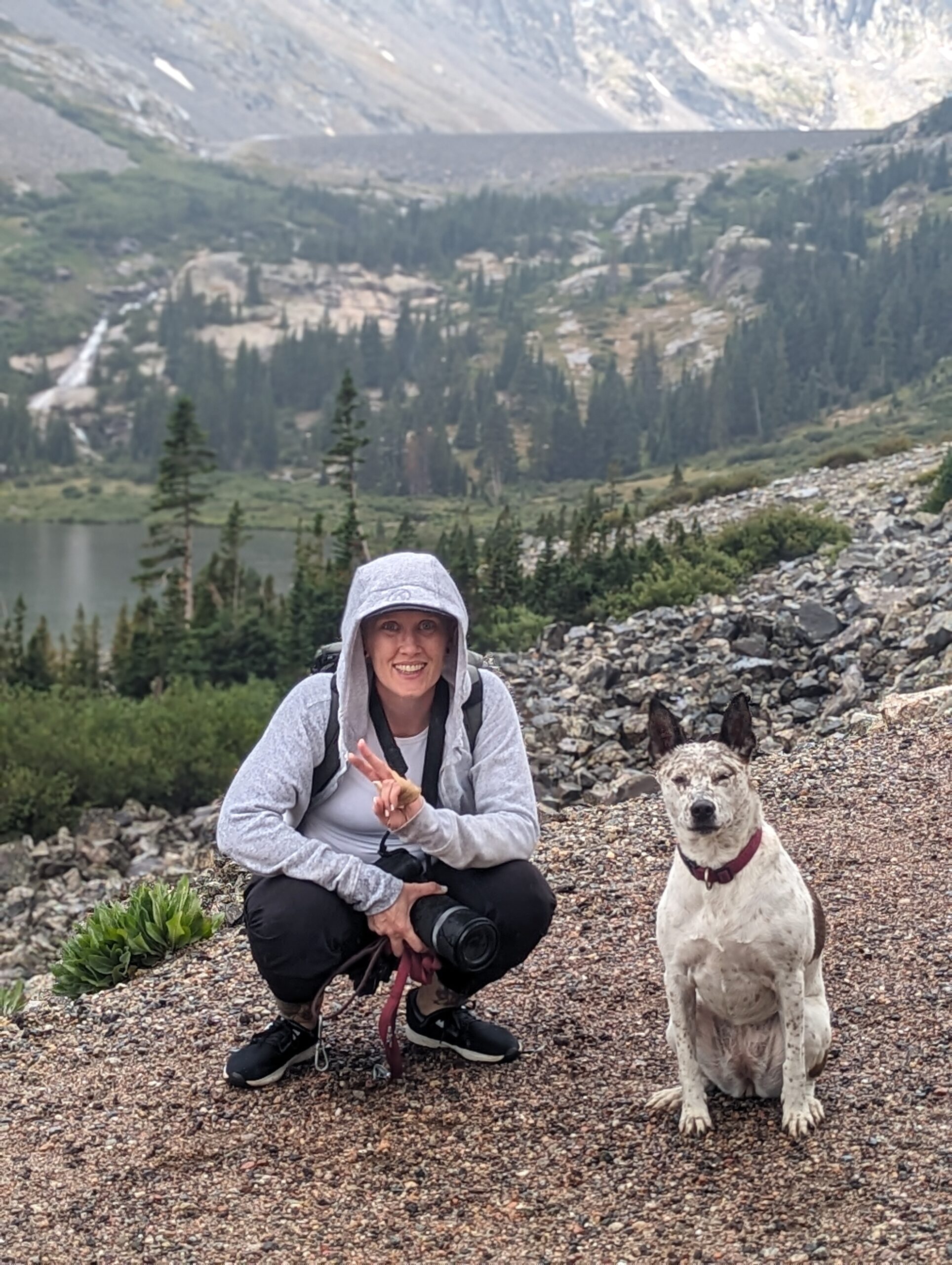 Heather Physioc & her sidekick Poppy, an Australian cattle dog and pitbull mix