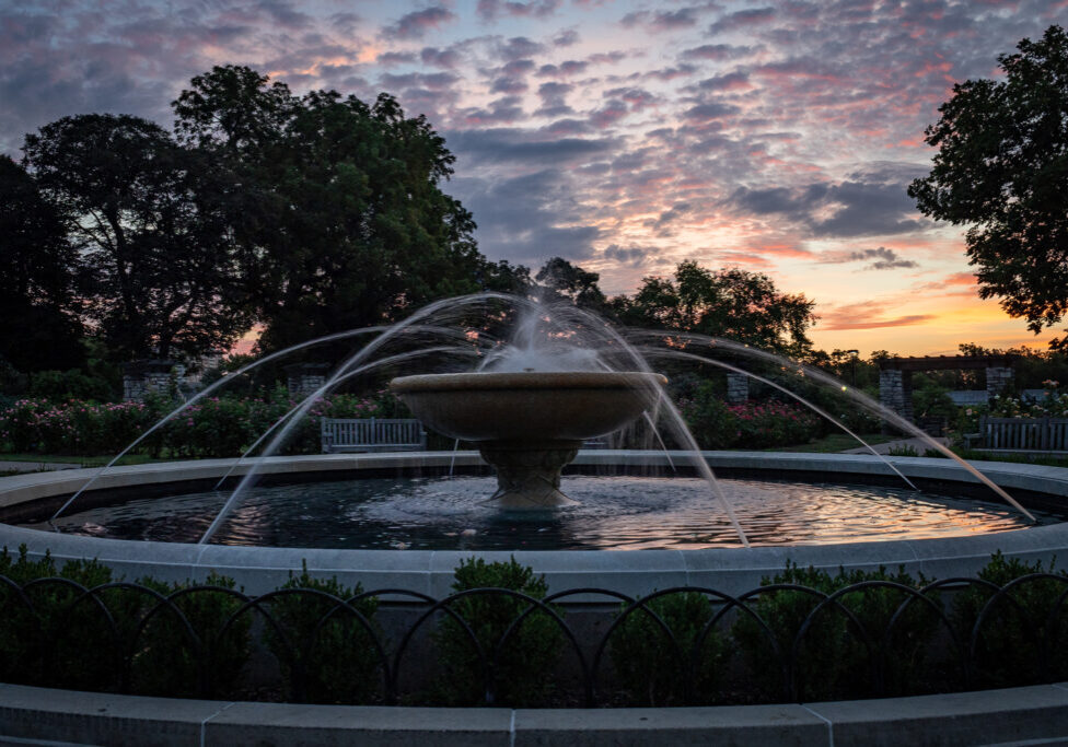 Sunrise Reflections on the Fountain at Loose Park in Kansas City, MO